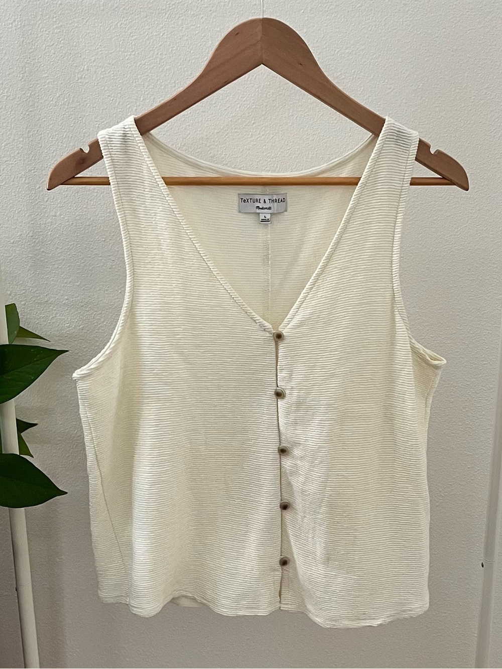 Madewell Cream Button-Front V-Neck Tank